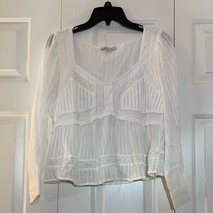 American XS Eagle White Long Sleeve Blouse